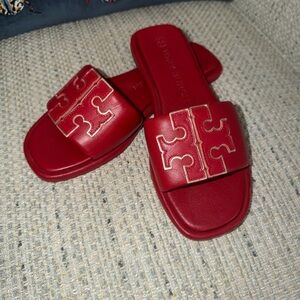 Tory Burch Bold Red Slide Sandals